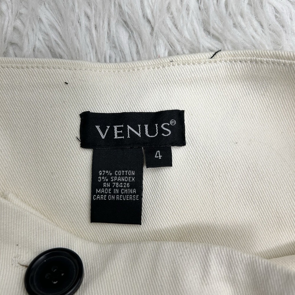 Venus Pleated Ivory Mini Skort Skirt Contrast Black Buttons Size Preppy Size 4 - Picture 5 of 7